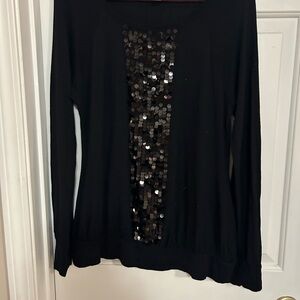 Black Sequin Long Sleeve Top